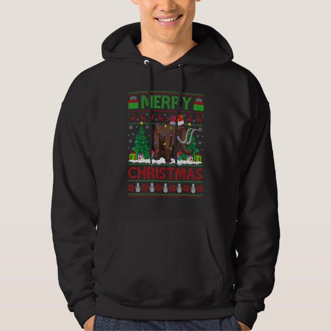 Woolly   Xmas Tree Lights Ugly Santa Woolly Christ Hoodie (Vorderseite)