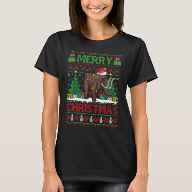 Woolly   Xmas Tree Lights Ugly Santa Woolly Christ T-Shirt (Vorderseite)