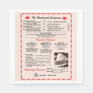 Woolworth Menu Paper Napkins Serviette