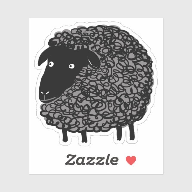 Wooly Black Sheep Cartoon Aufkleber (Blatt)