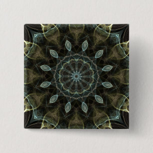 Wooly grünes und blaues königliches Kaleidoskop Button