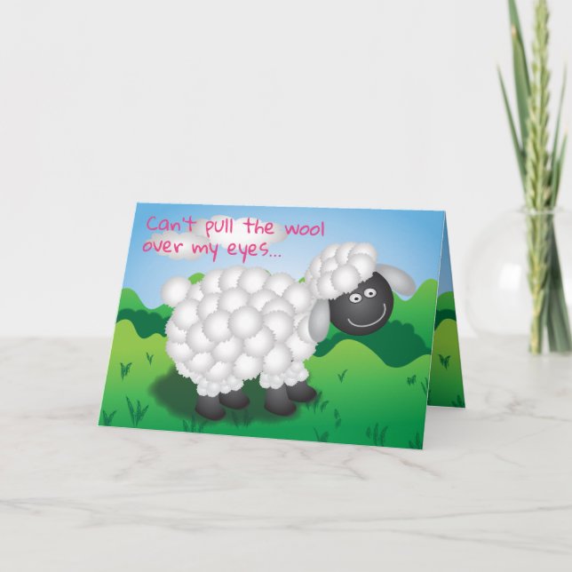 Wooly Sheep Valentine Feiertagskarte (Vorderseite)