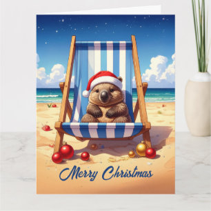 Wooly Wombat Weihnachtsmannmütze Frohe Weihnachten Karte