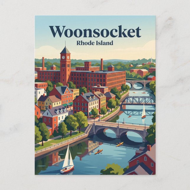 Woonsocket, Rhode Island Postkarte (Vorderseite)