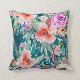 WOOT buntes tropisches BlumenAquarell Kissen