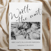 "Worauf warten" Foto Adoption Announcement Card