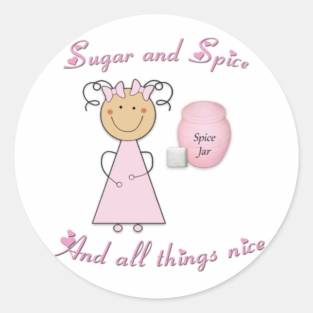 Woraus kleine Mädchen gemacht sind — Zucker und Ge Runder Aufkleber (Vorderseite)