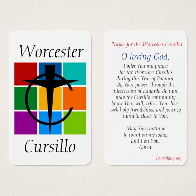 Worcester Cursillo Prayer Card (Vorne & Hinten)