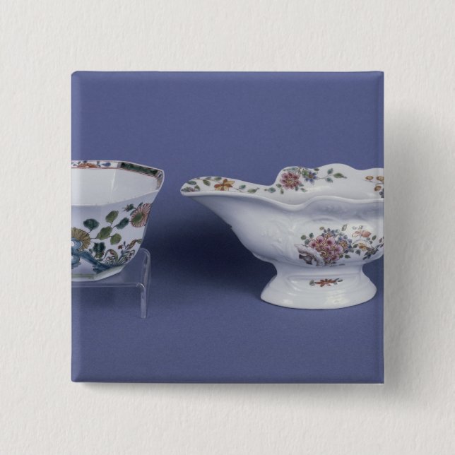 Worcester formten ovales Soßeboot und achteckiges Button (Vorderseite)