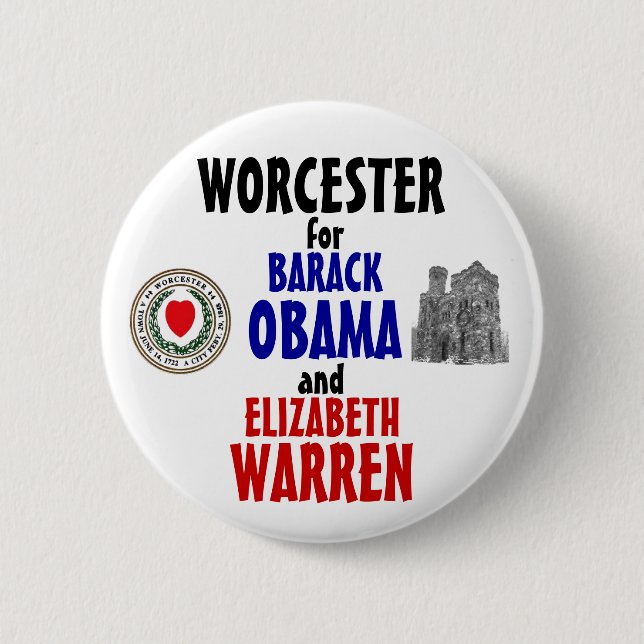 Worcester für Obama und Waren 2012 Button (Vorderseite)