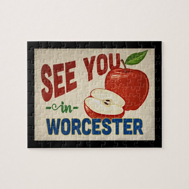Worcester Massachusetts Apple - Vintage Travel Puzzle (Horizontal)