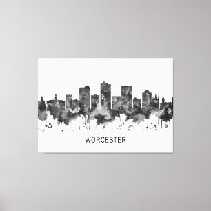Worcester Massachusetts Skyline BW Leinwanddruck