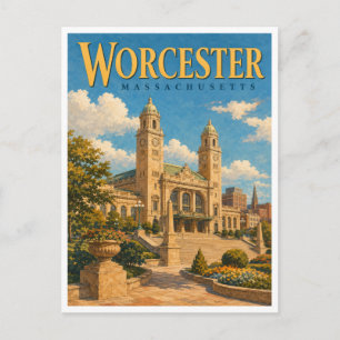 Worcester Massachusetts Union Station GeoSaga Postkarte