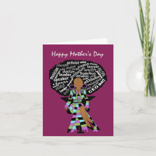 Word Art Afro Lady Afro American Mother Day Karte