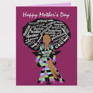 Word Art Afro Lady Afro American Mother Day Karte