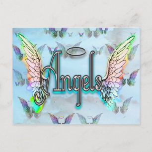 Word Art Engel mit Wings & Halo Postkarte