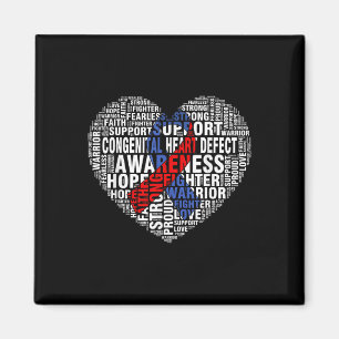 Word Art Heart Red & Blue Ribbon Chd Awareness Magnet