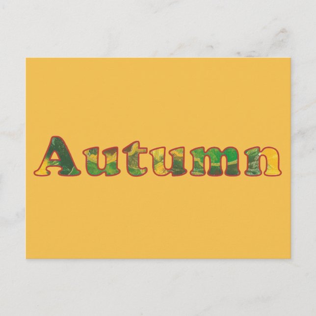 Word Art Herbst Abstrakte Buchstaben Postkarten (Vorderseite)
