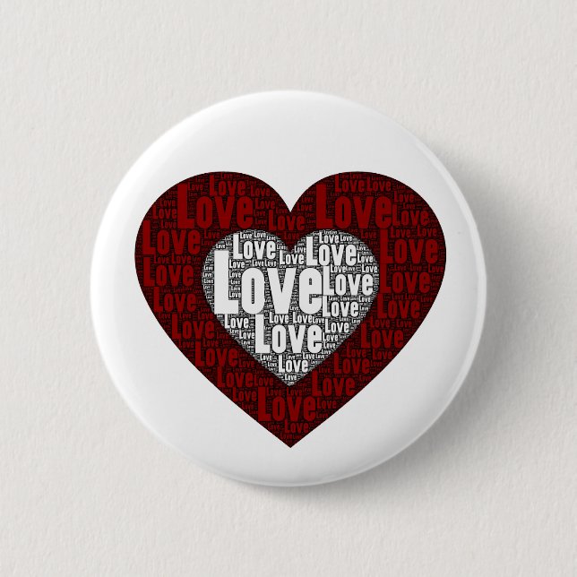Word Art: Liebe im Doppelherz Button (Vorderseite)