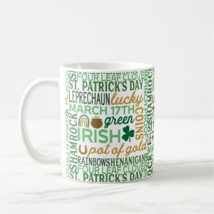 Word Art St Patrick's Day Kaffeetasse