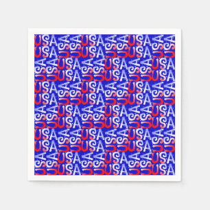 Word Art USA Text,Blue PAPER PARTY NAPKINS Serviette