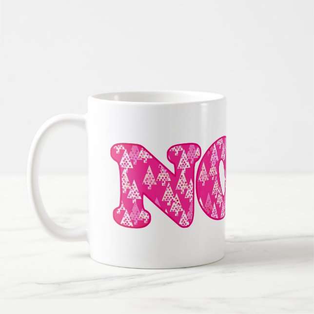 Word Art - Weihnachten Gemustert in Fuchsia Pink T Kaffeetasse (Links)