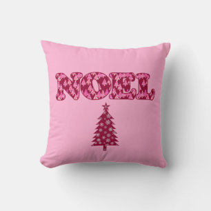 Word Art - Weihnachten Gemustert mit Bäumen in Bur Kissen