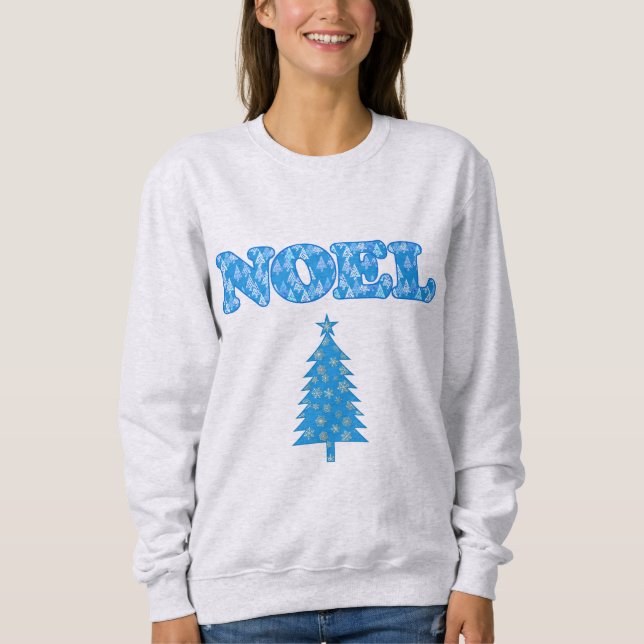 Word Art - Weihnachten Gemustert mit Bäumen Light  Sweatshirt (Vorderseite)