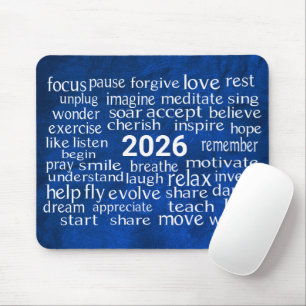 Word Cloud 2025 zu blauem Leder Mousepad