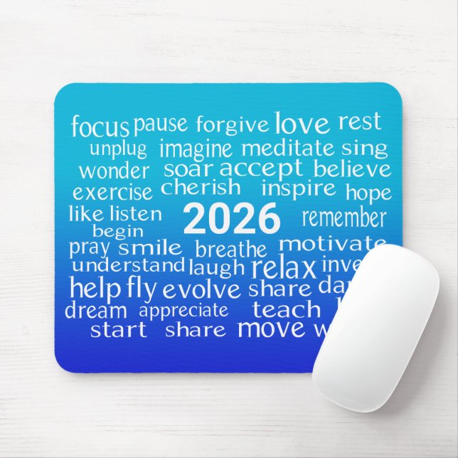 Word Cloud 2026 zu Blue Hues Mousepad (Mit Mouse)