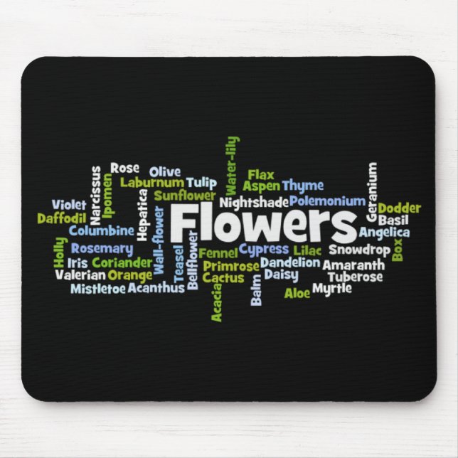 Word Cloud-Blume Mousepad (Vorne)