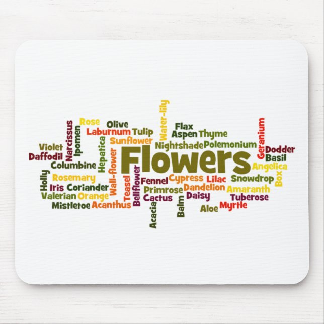 Word Cloud-Blume Mousepad (Vorne)