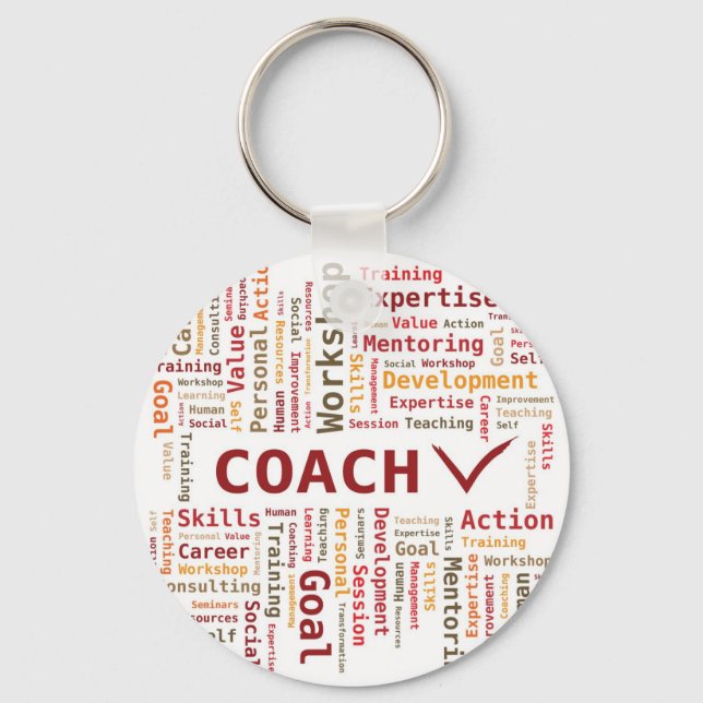 Word Cloud Coach Kompetenz - Red Orange Schlüsselanhänger (Vorderseite)