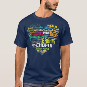Word Cloud Heart Classic Music Composer Lehrer T-Shirt