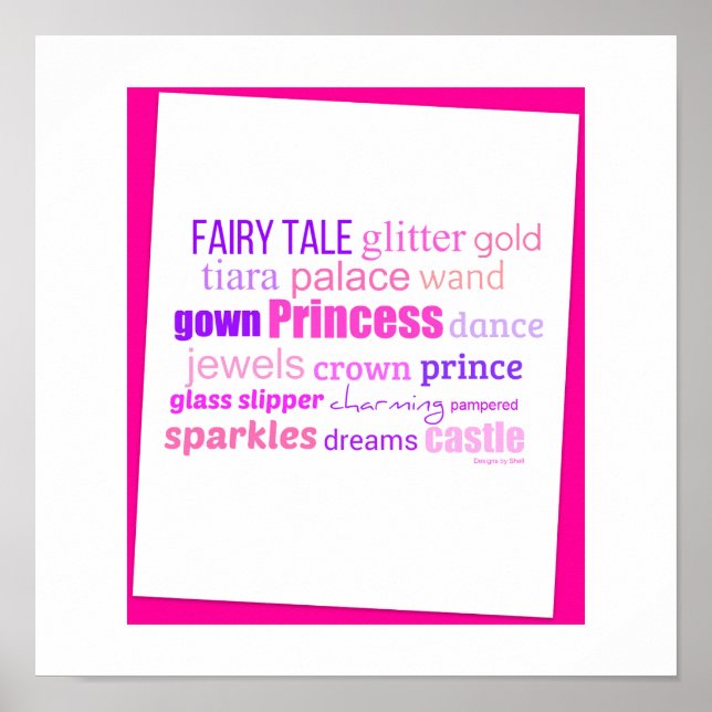 Word-Collage für einen Prinzessin Poster (Vorne)