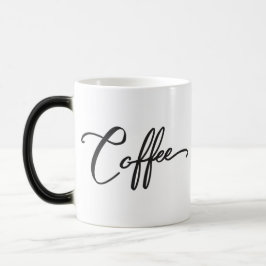 Word-Kaffee , minimale schwarze Kalligraphie Verwandlungstasse
