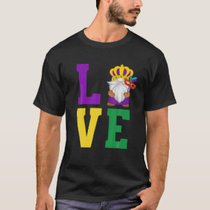 Word L O V E Liebe Gnome Crown Mask Mardi Gras Pur T-Shirt