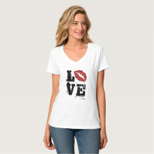 Word Love Rote Lippen Shirt - Süße Slogan-T-Shirt