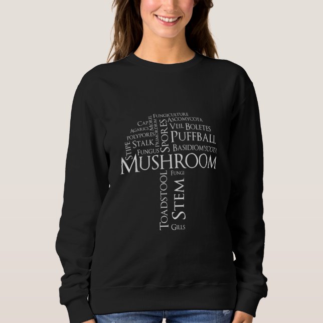 Word Mushroom Sweatshirt (Weißer Text) (Vorderseite)