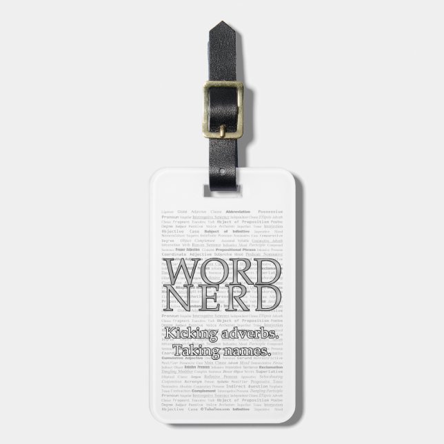Word-Nerd Gepäckanhänger (Vorderseite vertikal)