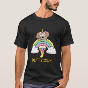 Word Puppycorn Rainbow Cloud T-Shirt