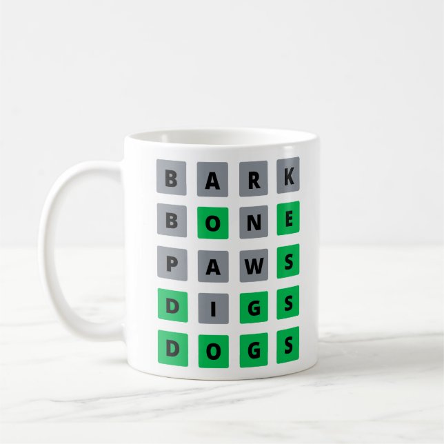 Word Puzzle-Tasse für Hundefreunde Kaffeetasse (Links)