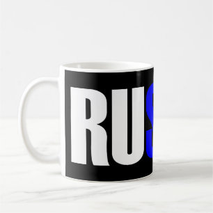 Word RUSSLAND in trifarbiger Flagge des Landes Kaffeetasse
