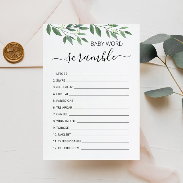Word Scramble Baby Game Baby Shooting Party Card Einladung (Von Creator hochgeladen)
