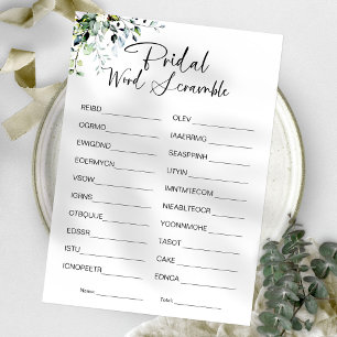 Word Scramble-Brautparty-Spiel Einladung