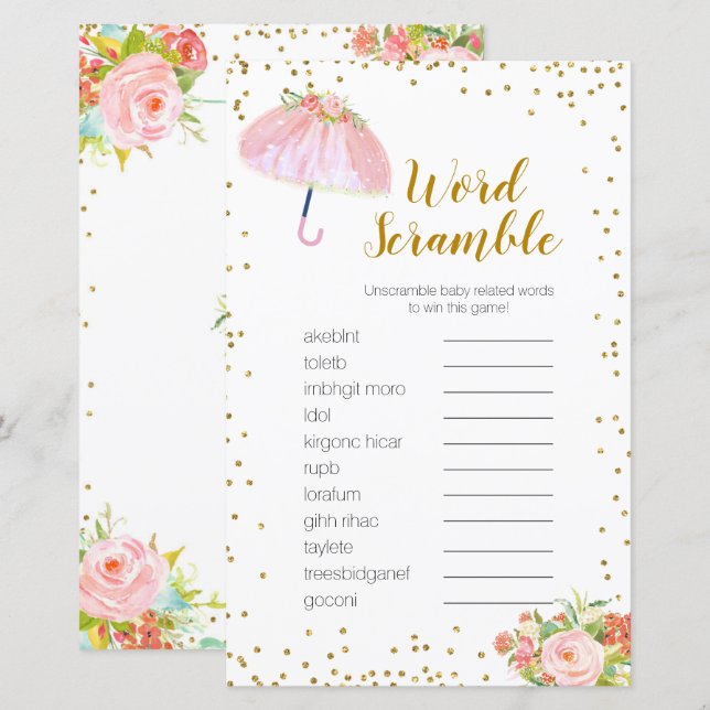 Word Scramble Game April Duschen bringen Mai Blume (Vorne/Hinten)