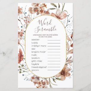 Word Scramble Game Autumn Wildblumen signieren