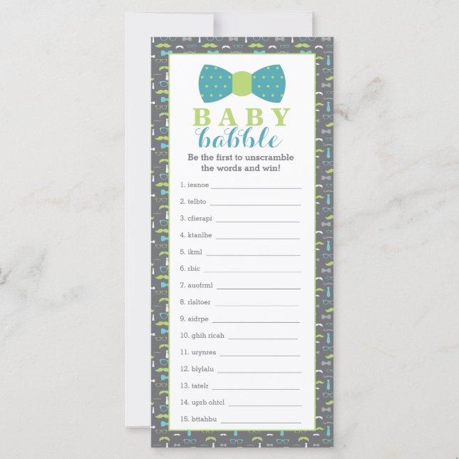 Word Scramble Game, Baby Shower, 25 Pack (Vorderseite)