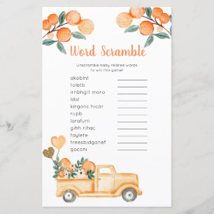 Word Scramble Game Citrus Orange Vintag Truck