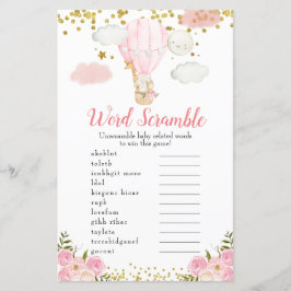 Word Scramble Game Pink Hot Air Ballon Tiere